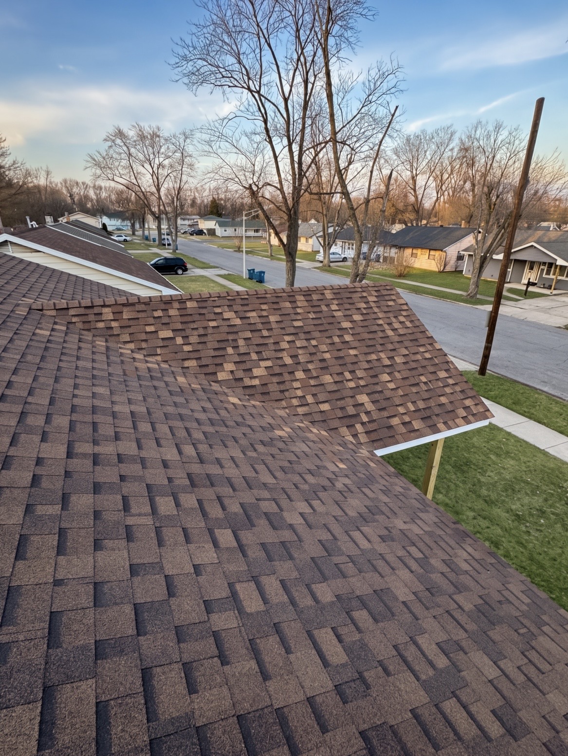 Newly shingled roof on a residential home